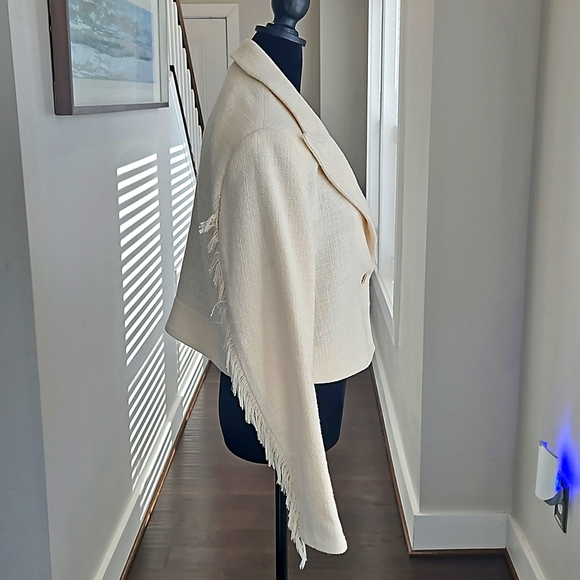 Banana Republic Jacket, Cream, Size 14 w/ fringes on back of sleeves - Picture 3 of 9